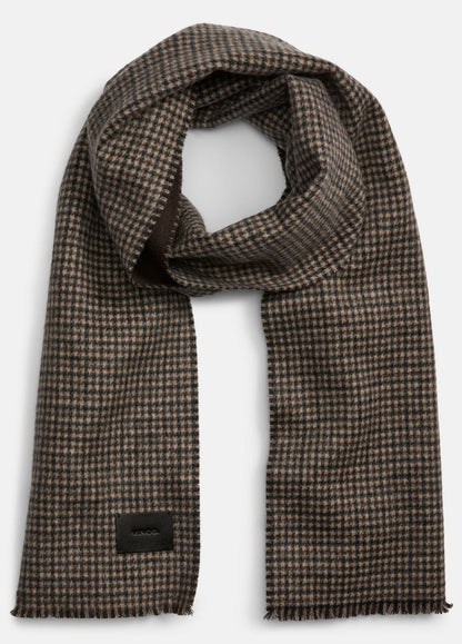 VINCE Men Double-Face Houndstooth Wool-Cashmere Scarf in Scarves & Hats BROWN