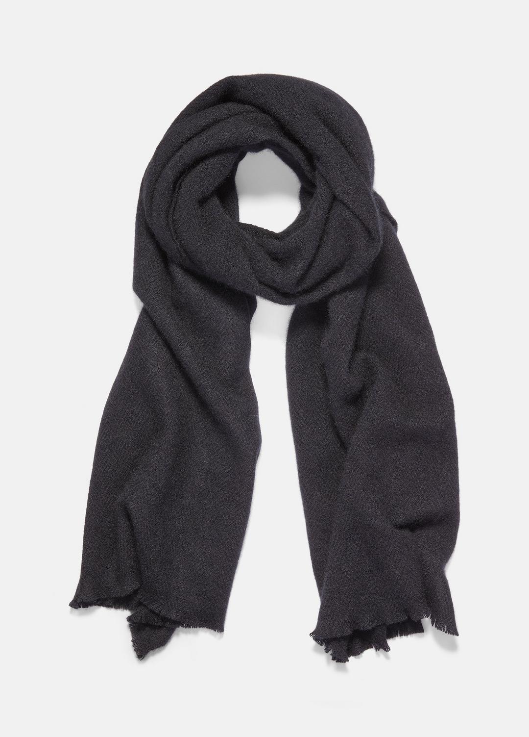 VINCE Men Herringbone Cashmere Scarf in Scarves & Hats BLACK