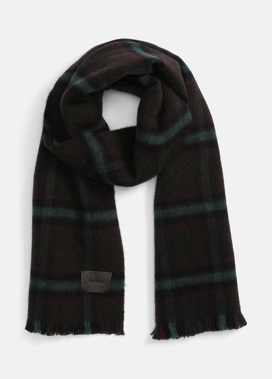 VINCE Men Brushed Holme Plaid Wool Scarf in Scarves & Hats BROWN