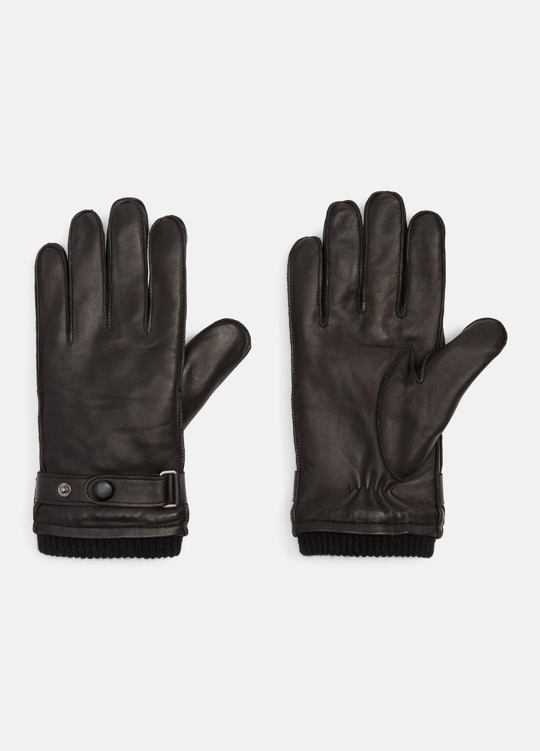 VINCE Men Leather Wrist-Strap Glove in Gloves BLACK