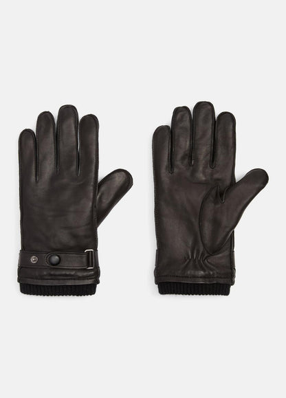 VINCE Men Leather Wrist-Strap Glove in Gloves BLACK