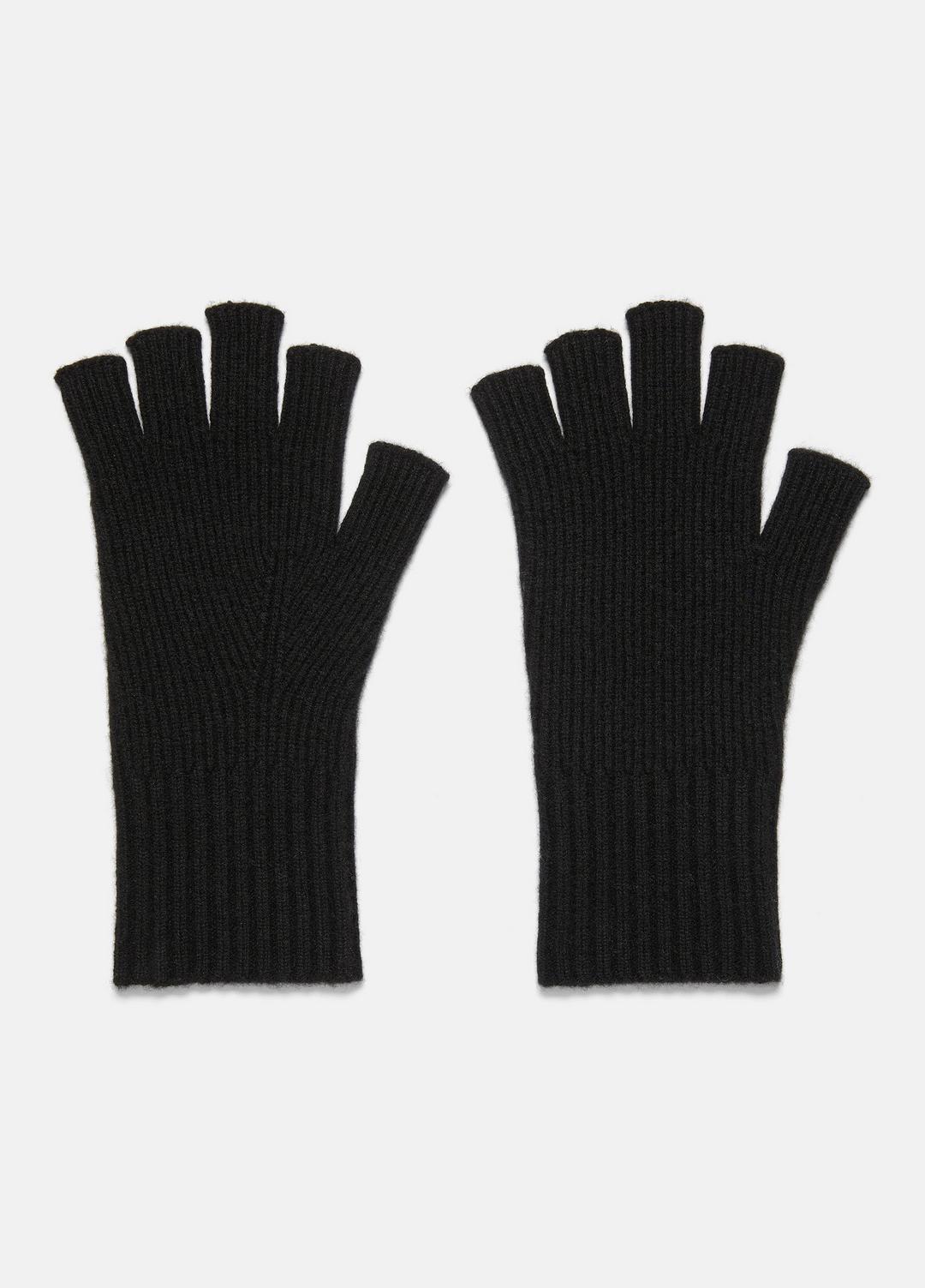 VINCE Men Wool-Cashmere Rib-Knit Fingerless Glove in Gloves HEATHER BLACK