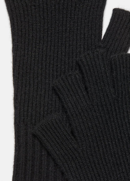 VINCE Men Wool-Cashmere Rib-Knit Fingerless Glove in Gloves HEATHER BLACK