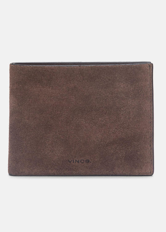 VINCE Men Suede Bifold Wallet in Bags CHOCOLATE