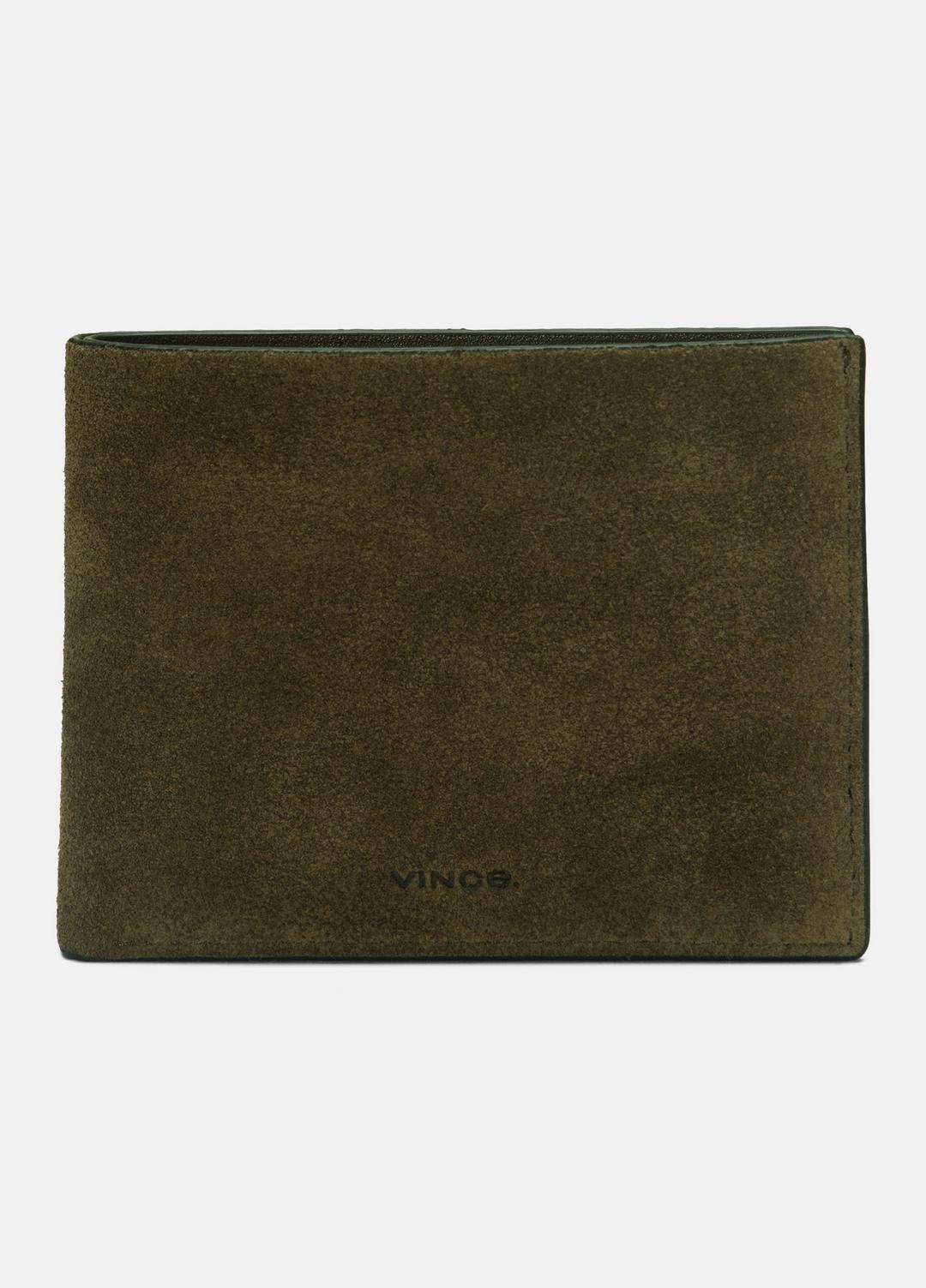 VINCE Men Suede Bifold Wallet in Bags DRIVER GREEN
