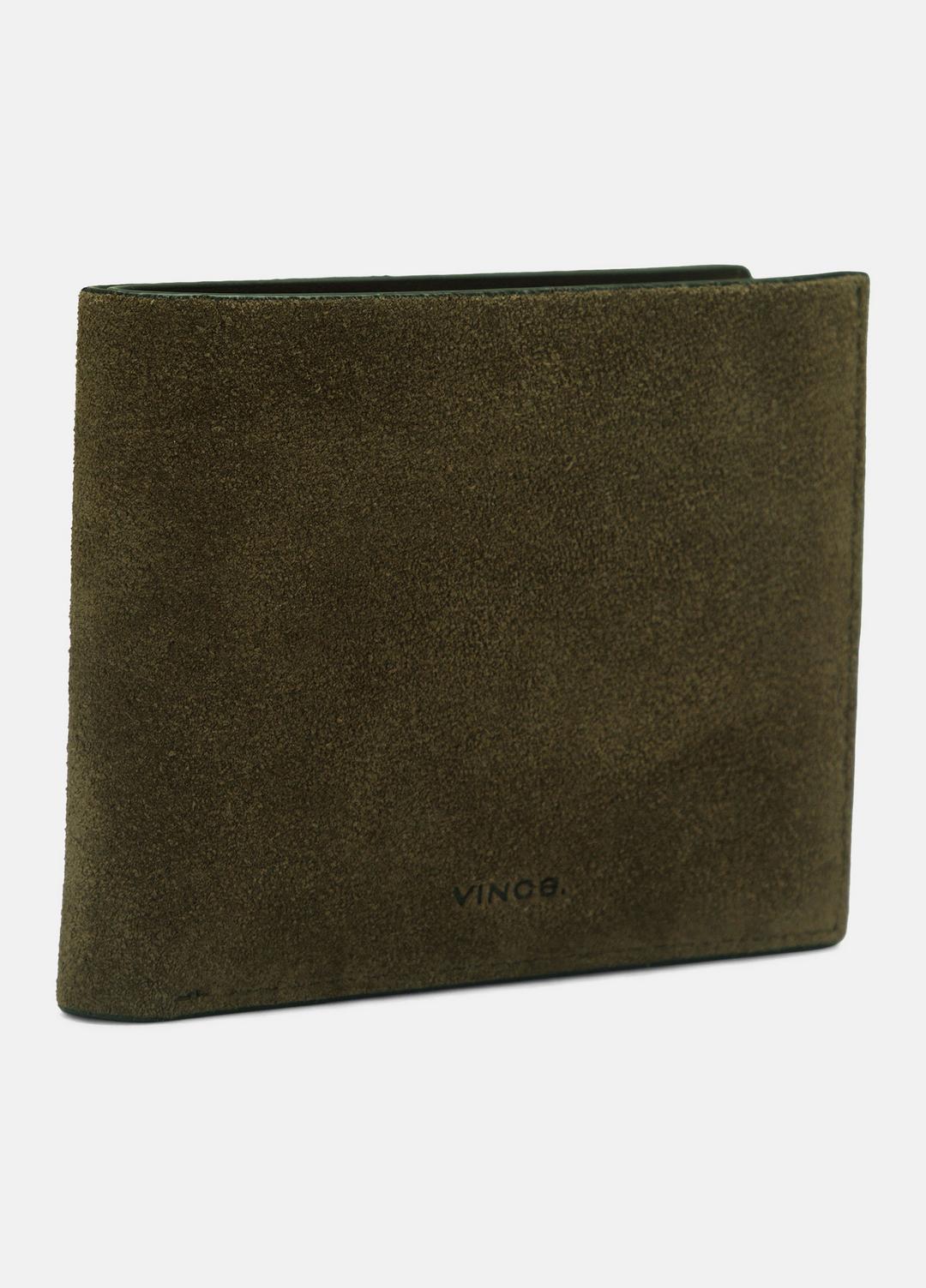 VINCE Men Suede Bifold Wallet in Bags DRIVER GREEN