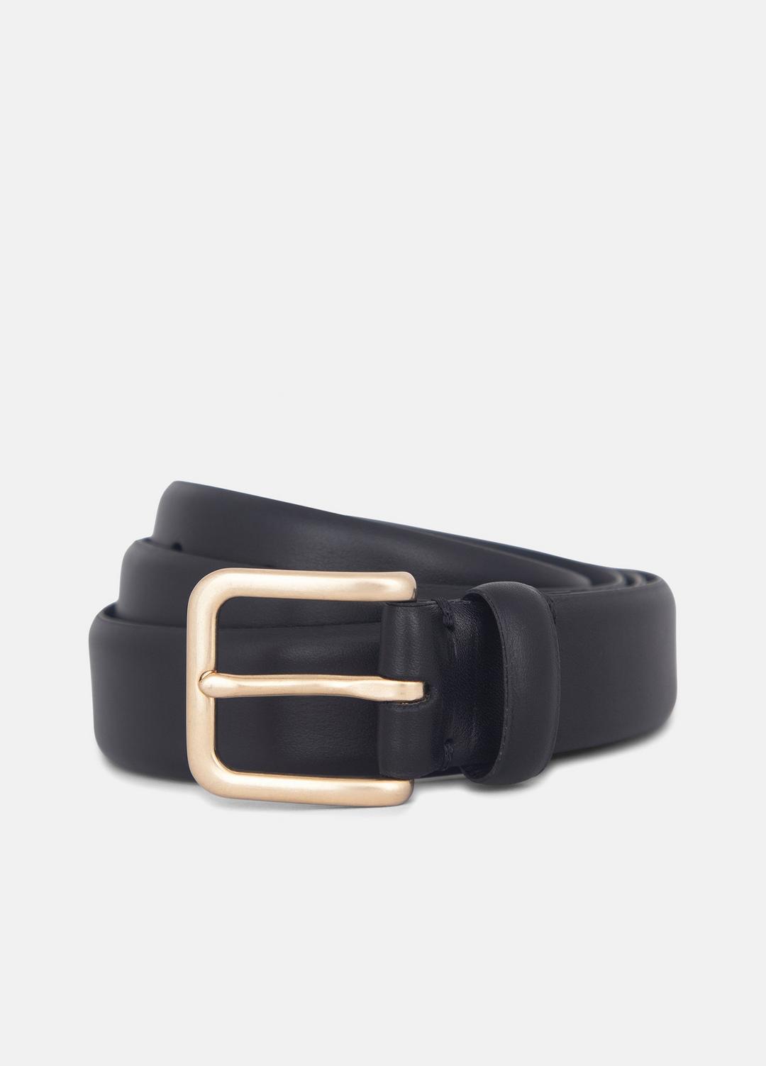 VINCE Men Men's 30mm Leather Belt in Belts BLACK/ANTIQUE BRASS