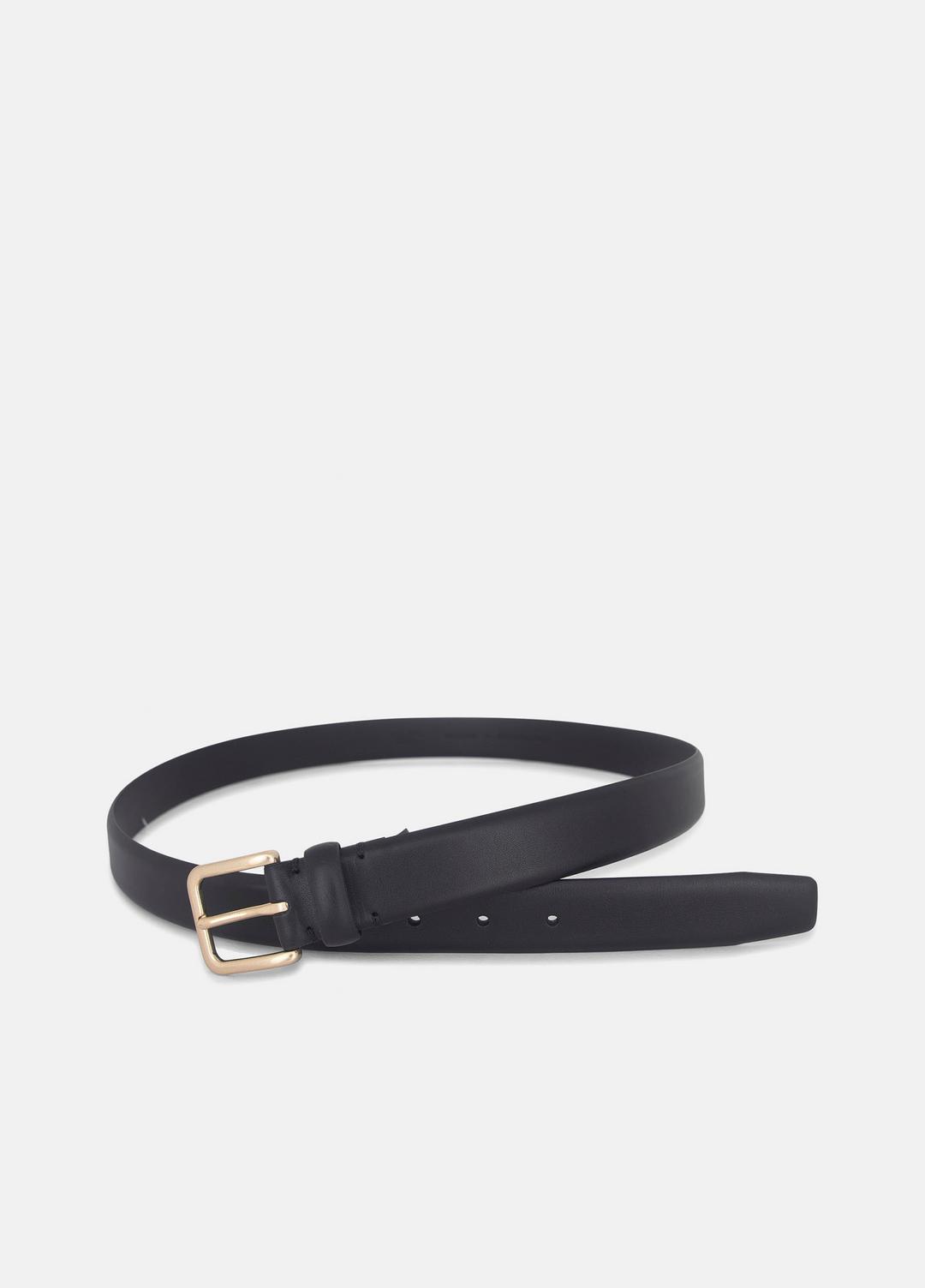 VINCE Men Men's 30mm Leather Belt in Belts BLACK/ANTIQUE BRASS