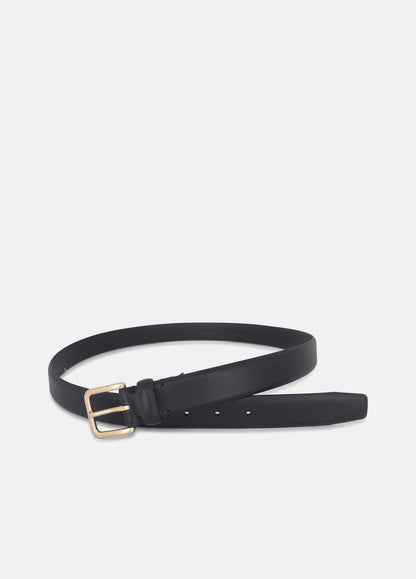 VINCE Men Men's 30mm Leather Belt in Belts BLACK/ANTIQUE BRASS