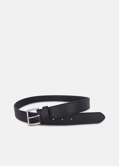 VINCE Men Men's 35mm Stitched Leather Belt in Belts BLACK/DULL NICKEL