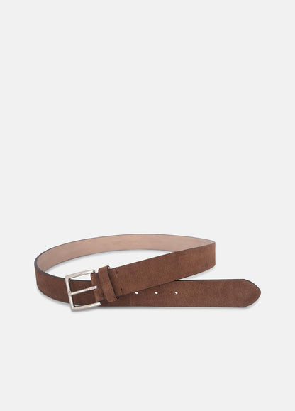 VINCE Men Men's 35mm Suede Belt in Belts CHOCOLATE/PALLADIUM