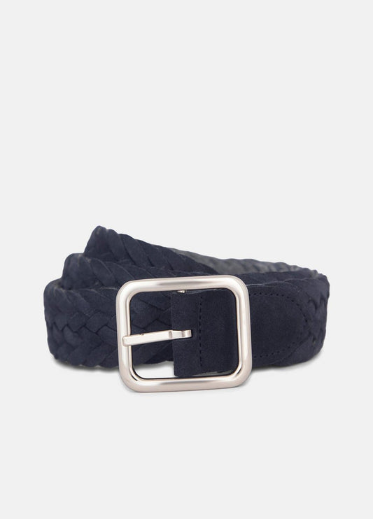 VINCE Men Men's 35mm Reversible Woven Suede Belt in Belts COASTAL BLUE/GREY PALLADI