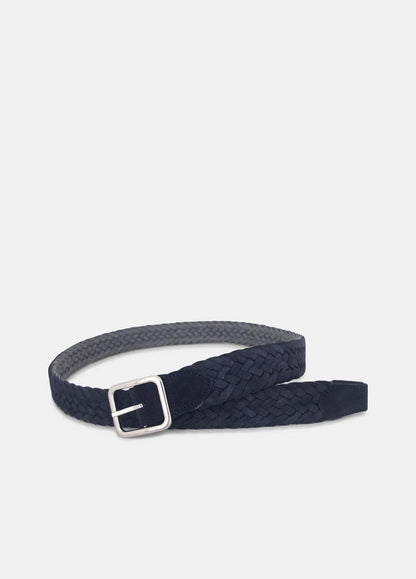 VINCE Men Men's 35mm Reversible Woven Suede Belt in Belts COASTAL BLUE/GREY PALLADI