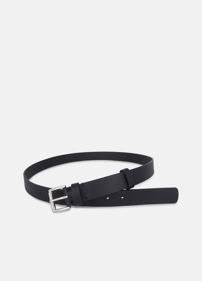 VINCE Men Men's 30mm Leather Double-Loop Belt in Belts BLACK/PALLADIUM