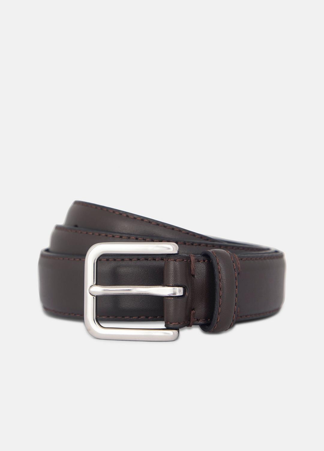 VINCE Men Men’s 30mm Stitched Leather Belt in Belts CACAO BROWN