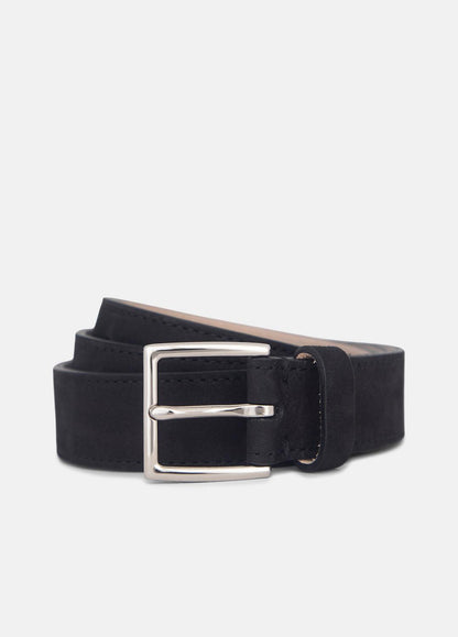 VINCE Men Men's 32mm Nubuck Leather Belt in Belts BLACK/PALLADIUM
