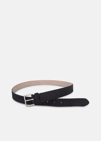 VINCE Men Men's 32mm Nubuck Leather Belt in Belts BLACK/PALLADIUM