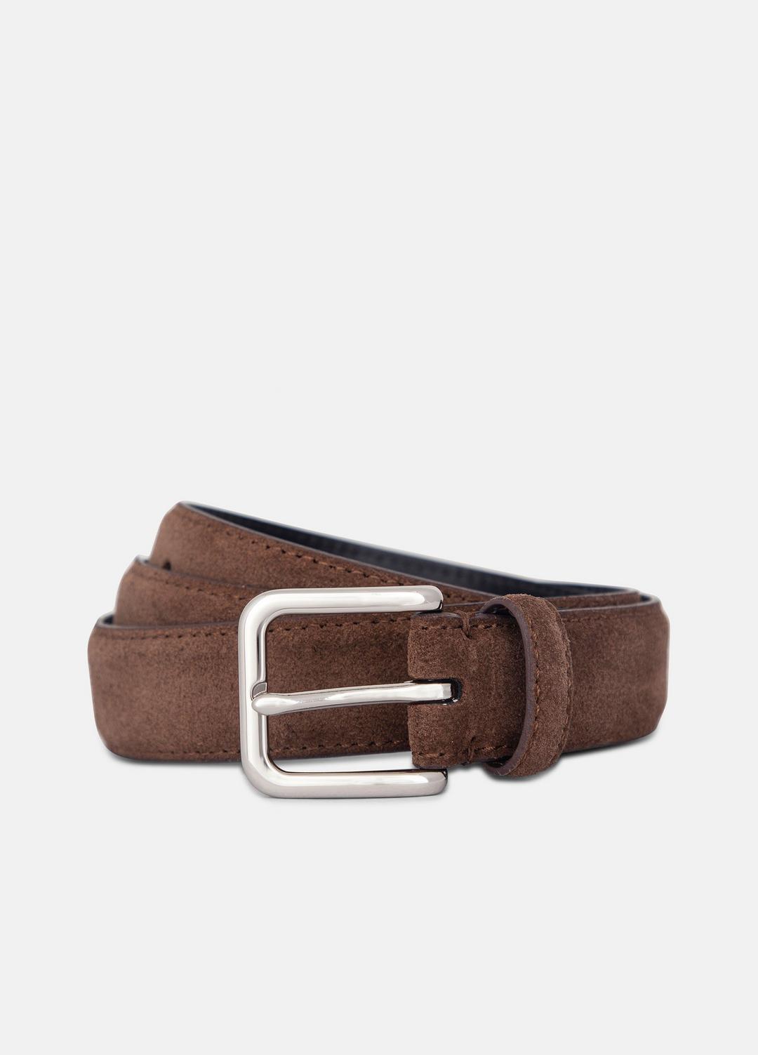 VINCE Men Men's 30mm Stitched Suede Belt in Belts CHOCOLATE