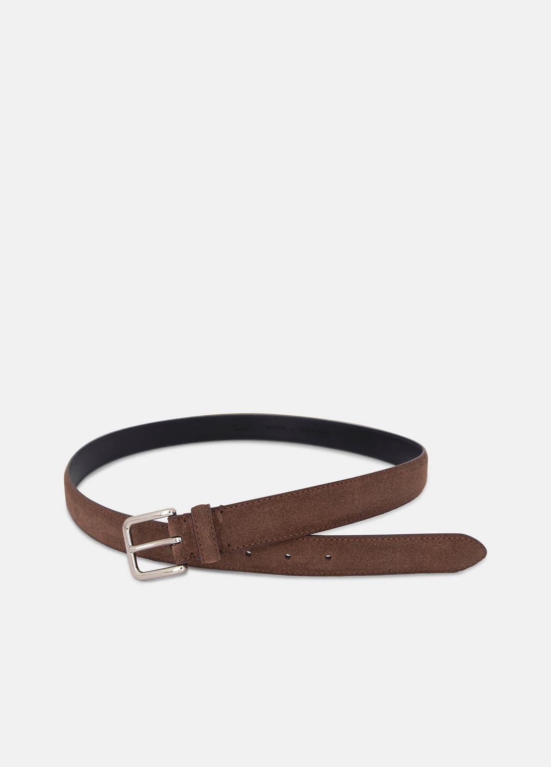 VINCE Men Men's 30mm Stitched Suede Belt in Belts CHOCOLATE