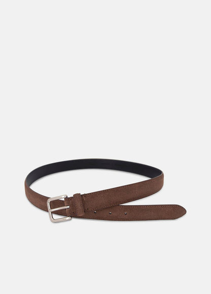 VINCE Men Men's 30mm Stitched Suede Belt in Belts CHOCOLATE