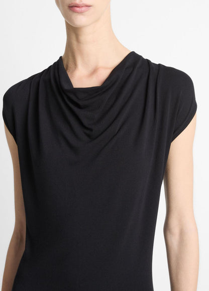 VINCE Sale Jersey Draped Cowl-Neck Dress in Dresses & Skirts BLACK