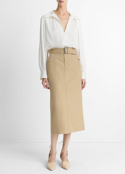 VINCE Sale Cotton Trench Pencil Skirt in Dresses & Skirts COBBLE STONE