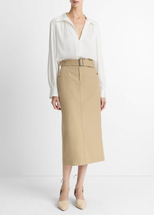 VINCE Sale Cotton Trench Pencil Skirt in Dresses & Skirts COBBLE STONE