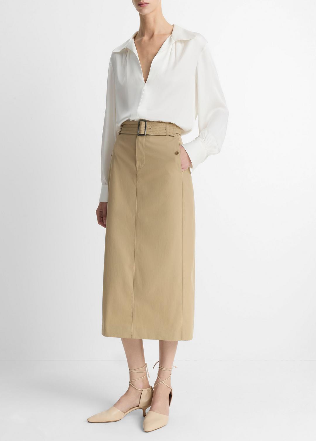 VINCE Sale Cotton Trench Pencil Skirt in Dresses & Skirts COBBLE STONE