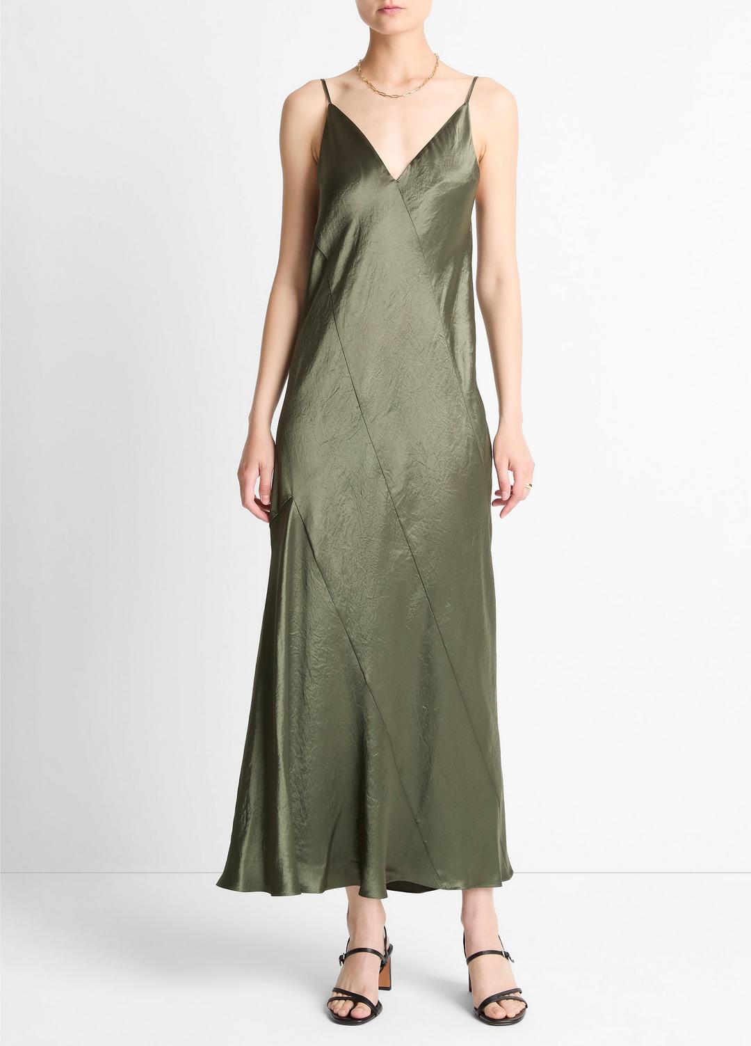 VINCE Sale Paneled Satin Bias Slip Dress in Dresses & Skirts HERBA