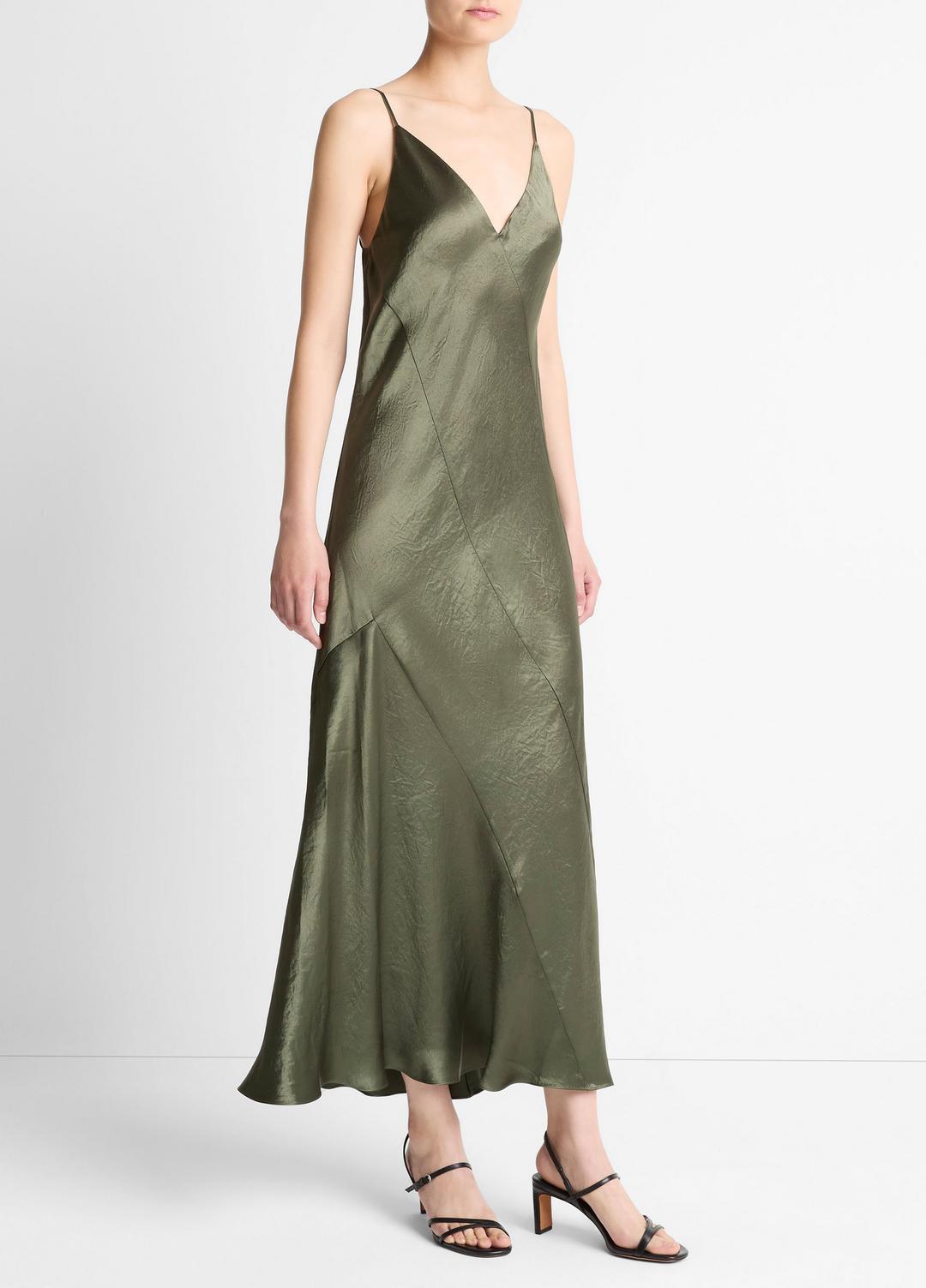 VINCE Sale Paneled Satin Bias Slip Dress in Dresses & Skirts HERBA