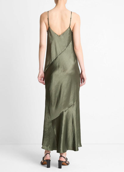 VINCE Sale Paneled Satin Bias Slip Dress in Dresses & Skirts HERBA