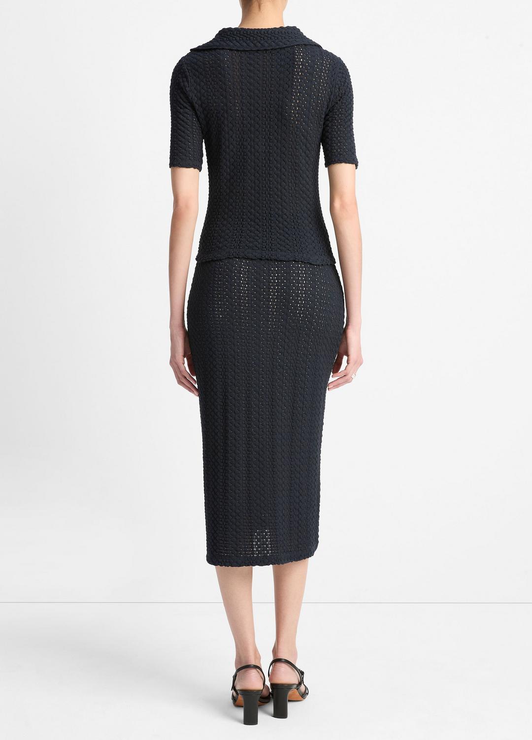 VINCE Sale Textural Cotton Midi Skirt in Dresses & Skirts COASTAL BLUE