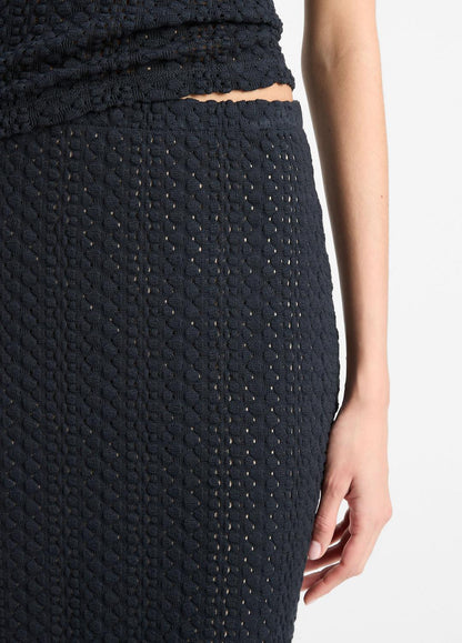 VINCE Sale Textural Cotton Midi Skirt in Dresses & Skirts COASTAL BLUE