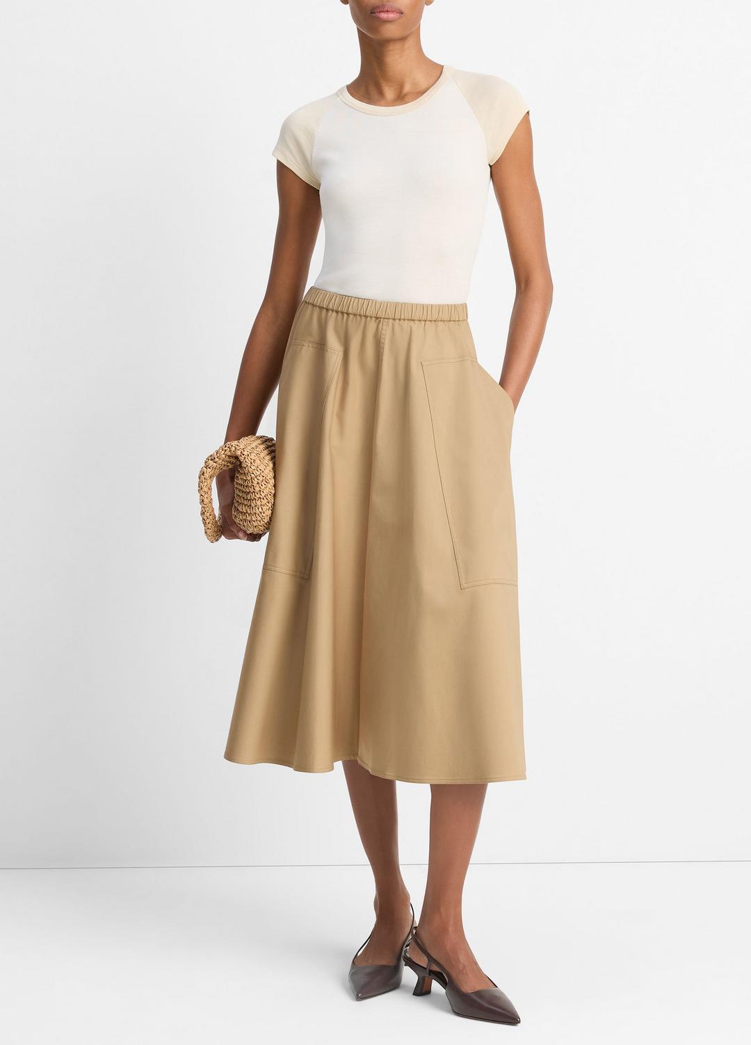 VINCE Sale Cotton Full Skirt in Dresses & Skirts DARK BARLEY