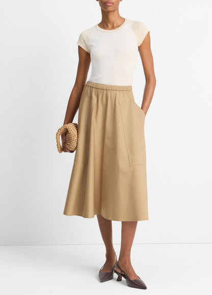 VINCE Sale Cotton Full Skirt in Dresses & Skirts DARK BARLEY