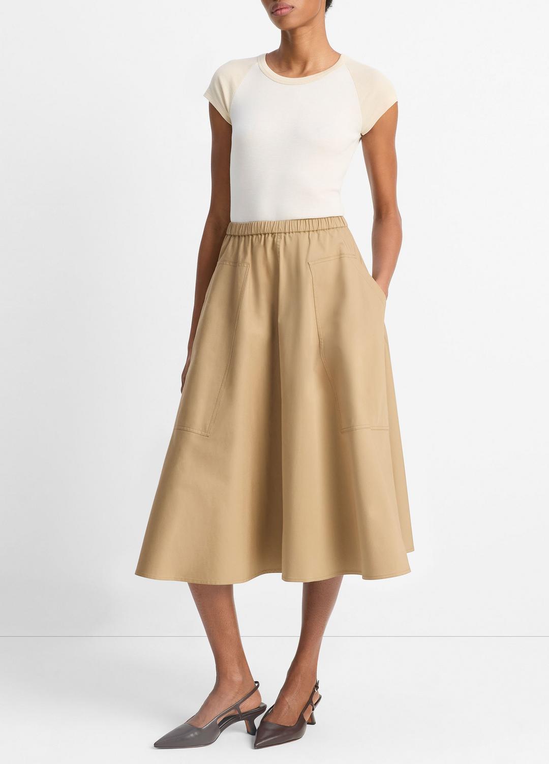 VINCE Sale Cotton Full Skirt in Dresses & Skirts DARK BARLEY