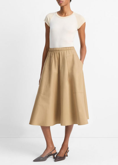 VINCE Sale Cotton Full Skirt in Dresses & Skirts DARK BARLEY