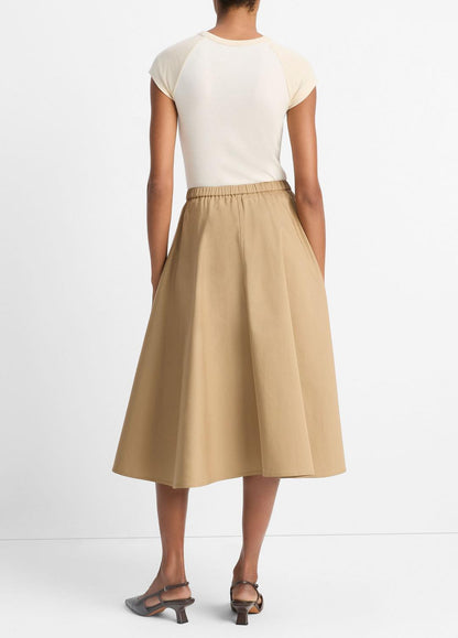 VINCE Sale Cotton Full Skirt in Dresses & Skirts DARK BARLEY