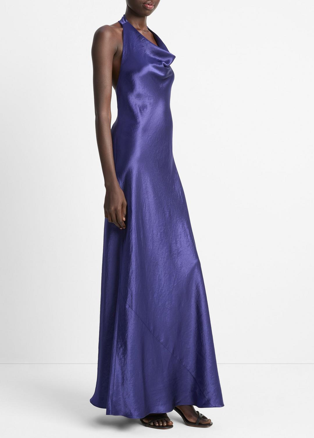 VINCE Sale Satin Cowl-Neck Maxi Dress in Dresses & Skirts DEEP IRIS