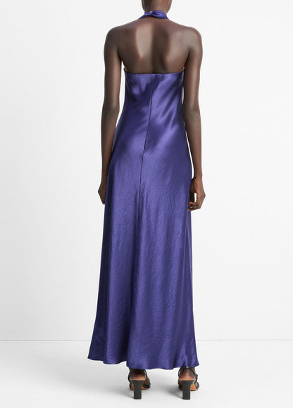 VINCE Sale Satin Cowl-Neck Maxi Dress in Dresses & Skirts DEEP IRIS