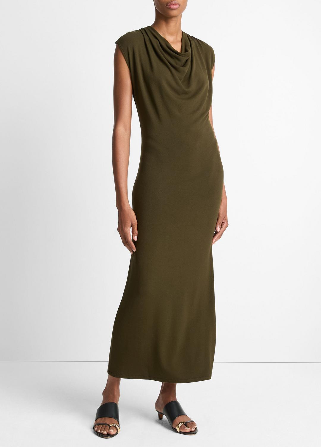 VINCE Sale Jersey Draped Cowl-Neck Dress in Dresses & Skirts VERDE