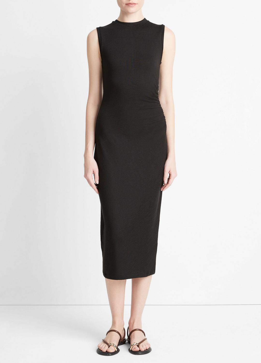 VINCE Sale Sleeveless Gathered-Waist Dress in Dresses & Skirts BLACK