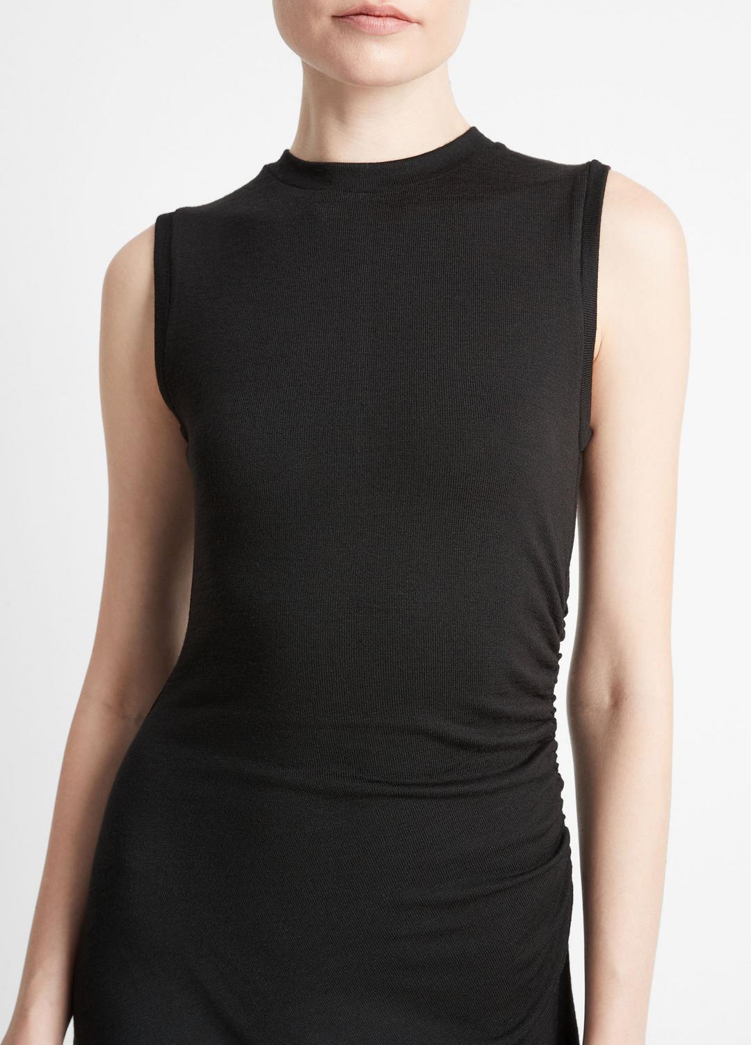 VINCE Sale Sleeveless Gathered-Waist Dress in Dresses & Skirts BLACK