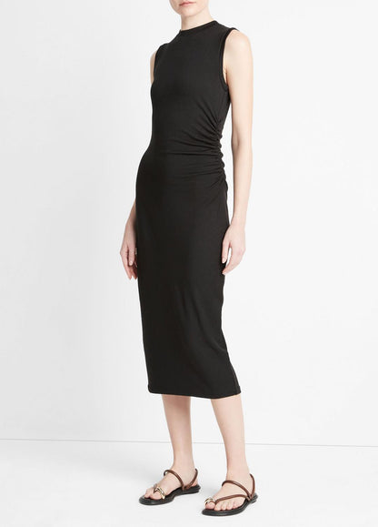 VINCE Sale Sleeveless Gathered-Waist Dress in Dresses & Skirts BLACK