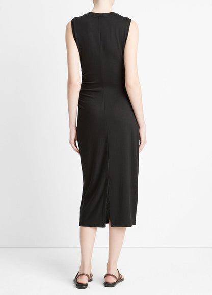 VINCE Sale Sleeveless Gathered-Waist Dress in Dresses & Skirts BLACK