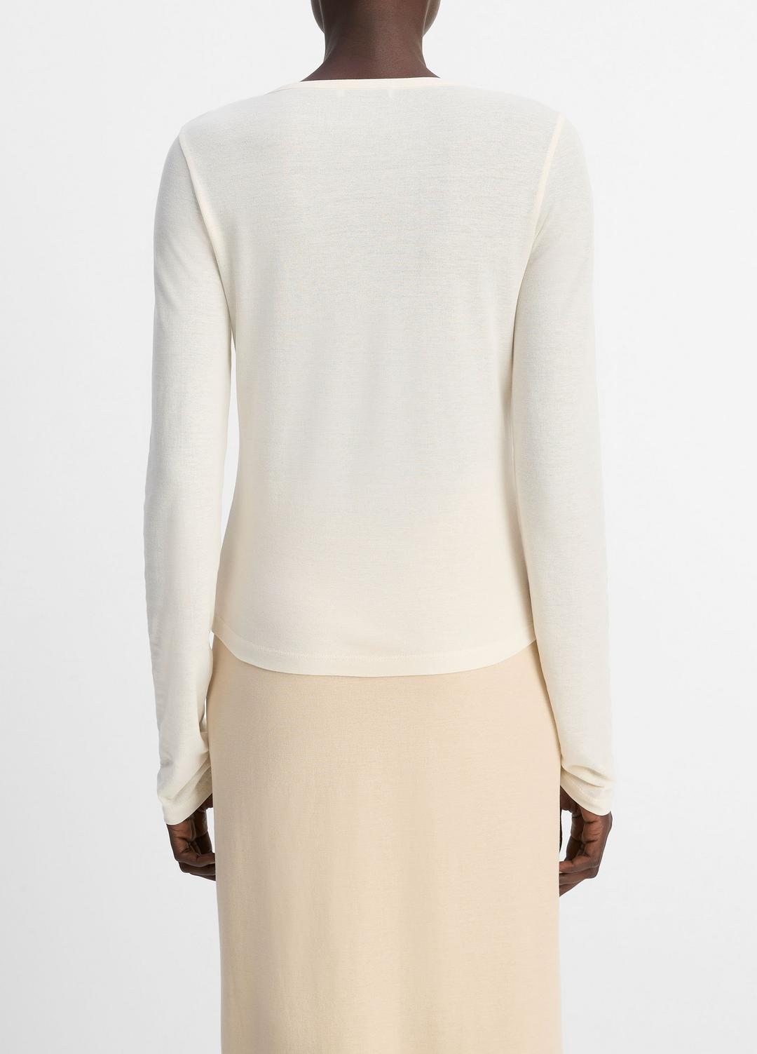 VINCE Sale Cotton Crepe Jersey Cardigan in Shirts & Tees OAT SHELL