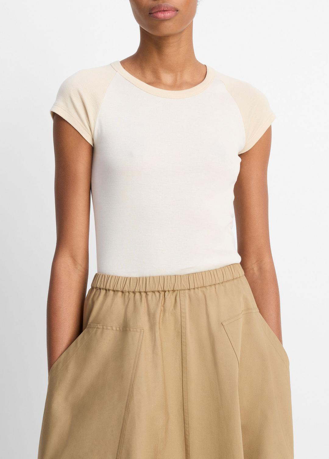 VINCE Sale Colorblock Pima Cotton Raglan T-Shirt in Shirts & Tees OAT SHELL COMBO