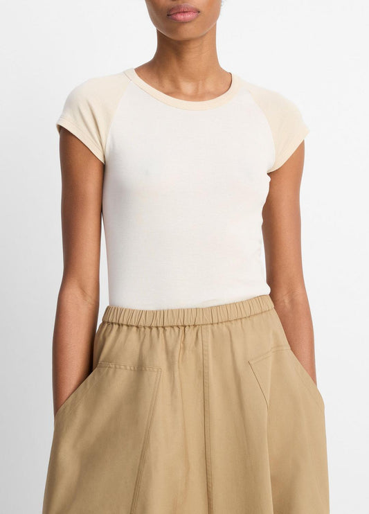 VINCE Sale Colorblock Pima Cotton Raglan T-Shirt in Shirts & Tees OAT SHELL COMBO