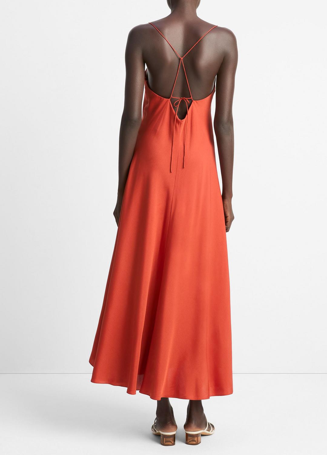 VINCE Sale Silk-Blend A-Line Slip Dress in Dresses & Skirts BRICK ROSE