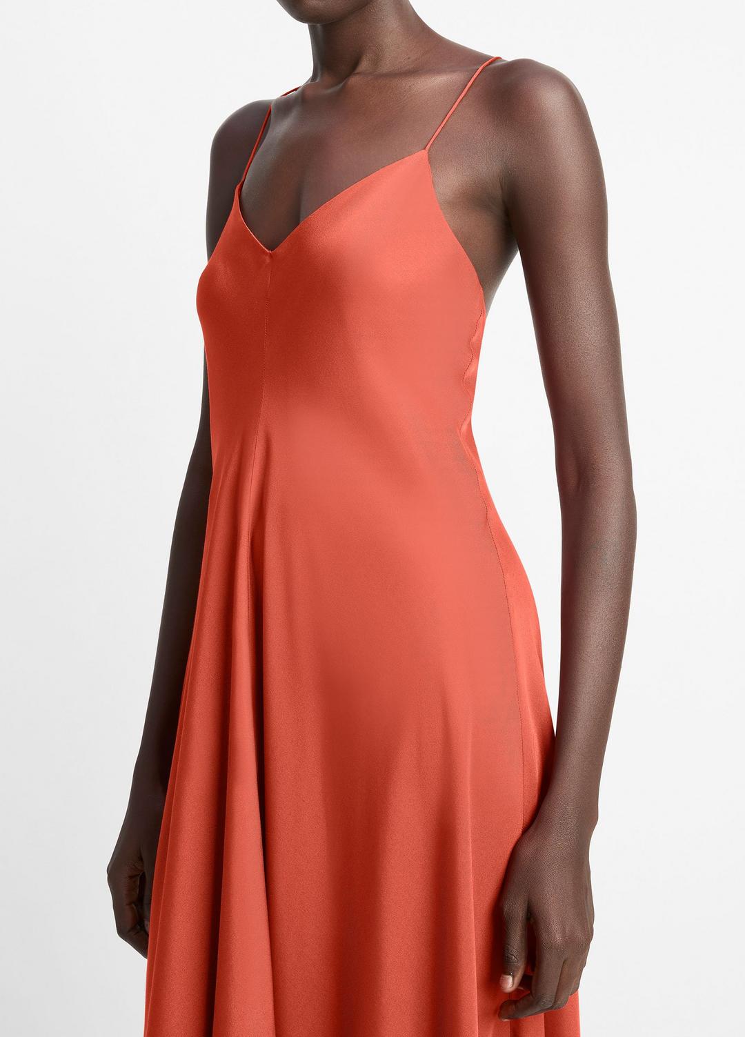 VINCE Sale Silk-Blend A-Line Slip Dress in Dresses & Skirts BRICK ROSE